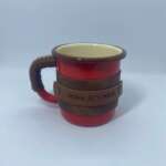 Deri Kaplı Kırmızı Emaye Bardak