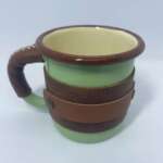 Deri Kaplı Mint Yeşil Emaye Bardak