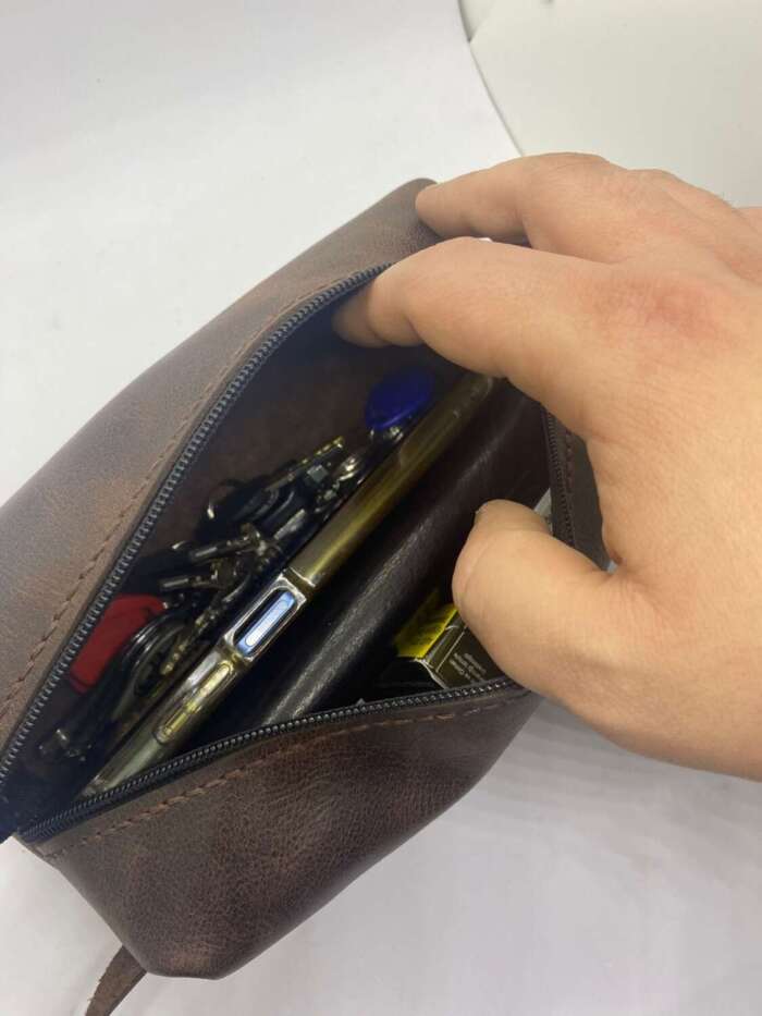 Kahverengi Payidar Dopp Kit Çanta - Görsel 1